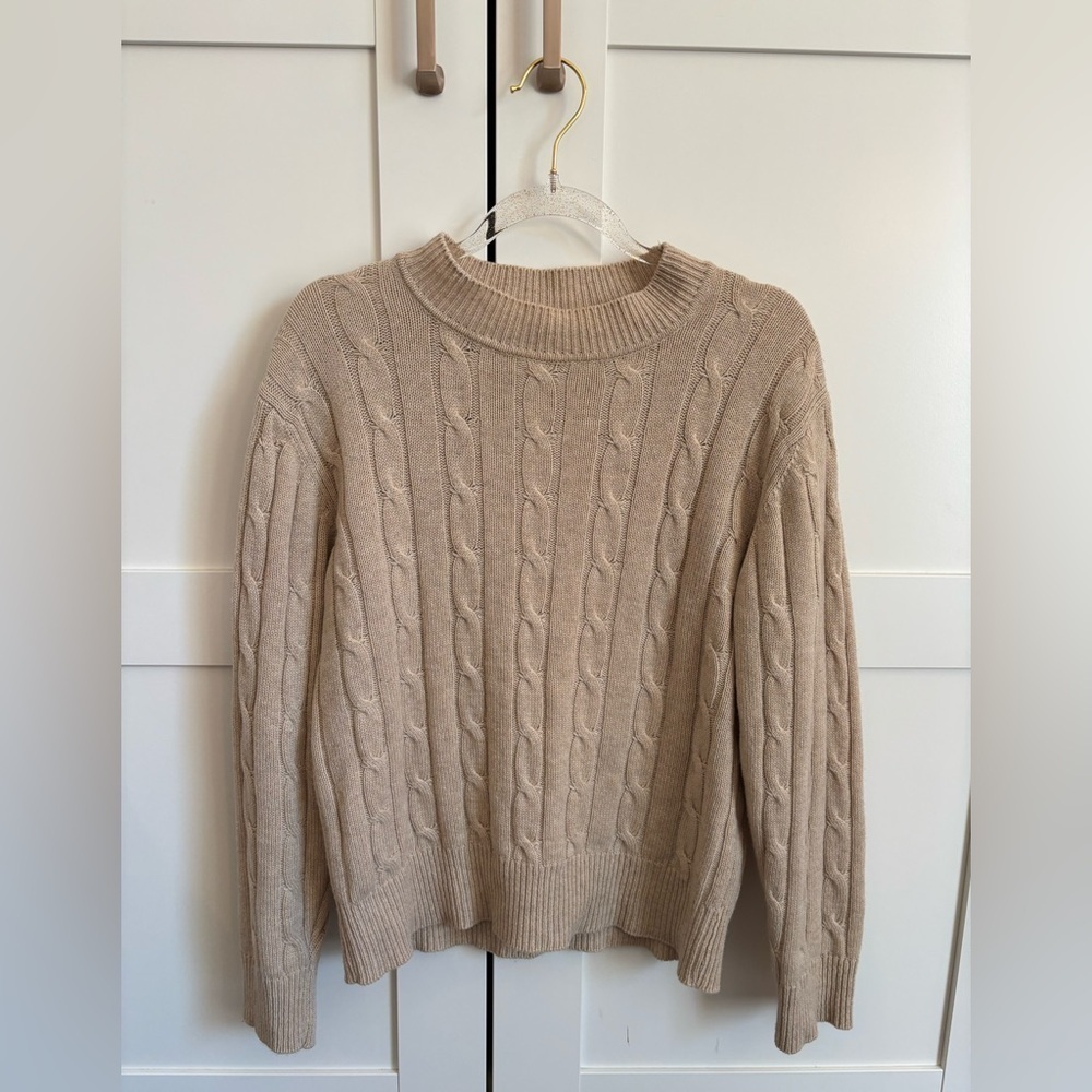 Bartolini Cashmere Blend Cable knit Sweater Women Size Small Cream Minimalist